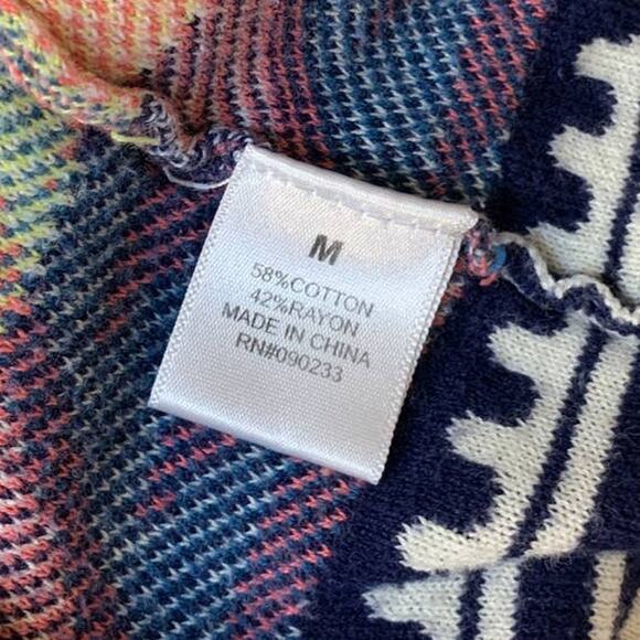 Nollie Womens Medium Aztec Inspired Striped Cotton Blend Knit Cardigan Sweater - Picture 5 of 5